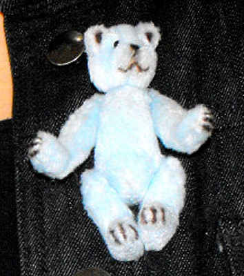 Blue bear for pinning to lapel